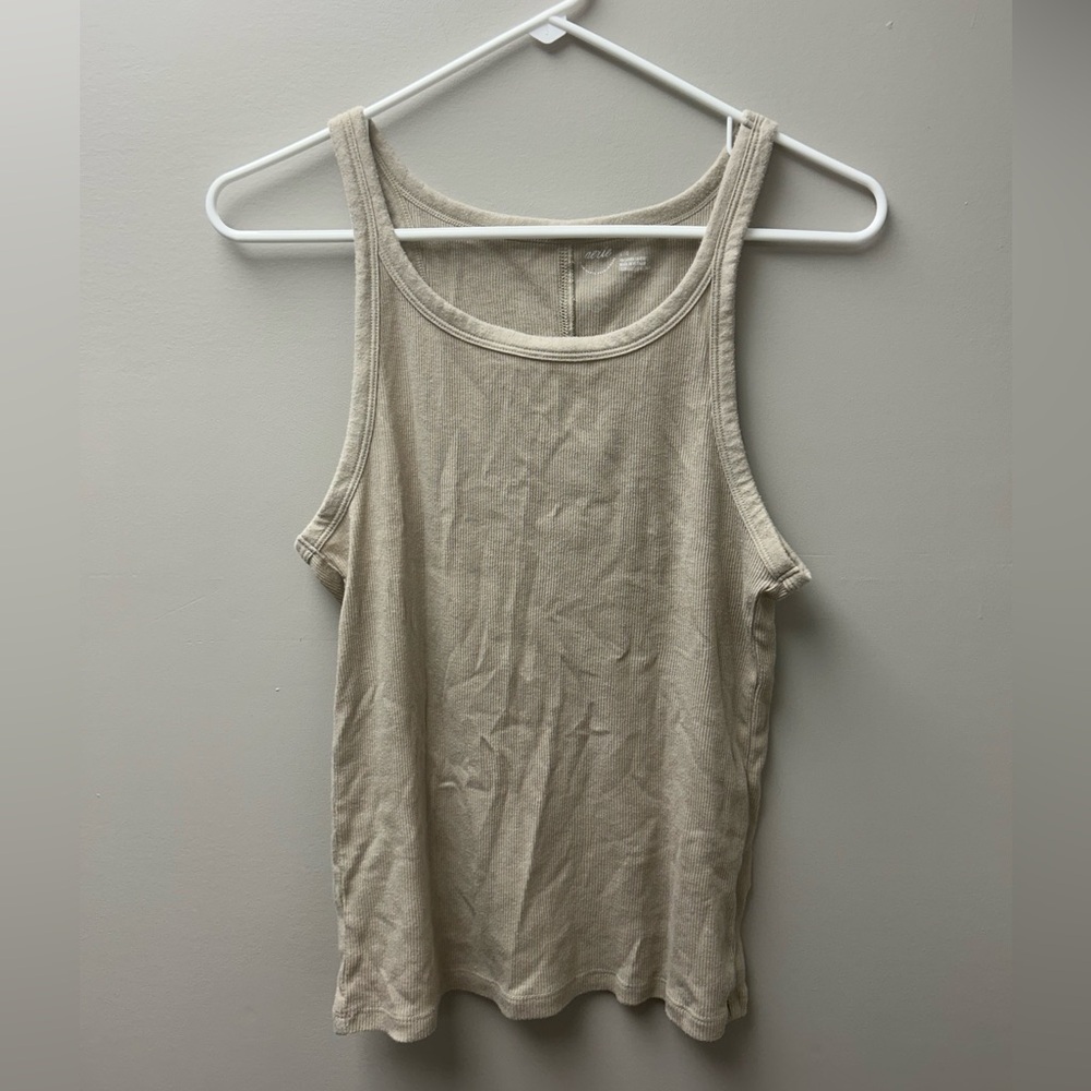 Aerie Light Brown Ribbed‎ Tank Top